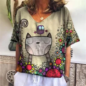 Lillymoda | Milena - Vintage 3D Bedrucktes T-Shirt