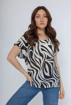 T-Shirt aus Baumwolle mit Zebra-Print